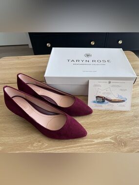 Taryn Rose Naomi Silky Suede Pointed-Toe Heels in Color Fig